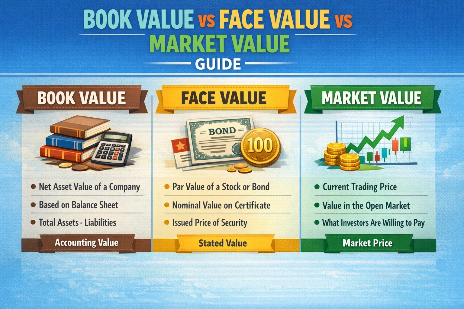 Book Value vs Face Value vs Market Value Guide